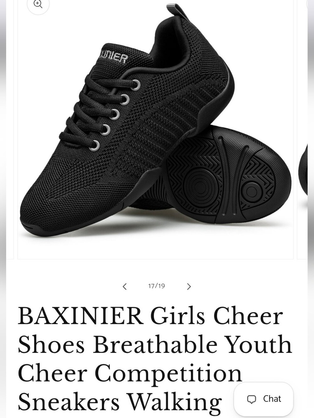 BAXINIER Girls Black Cheerleading Shoes Youth Cheer Competition